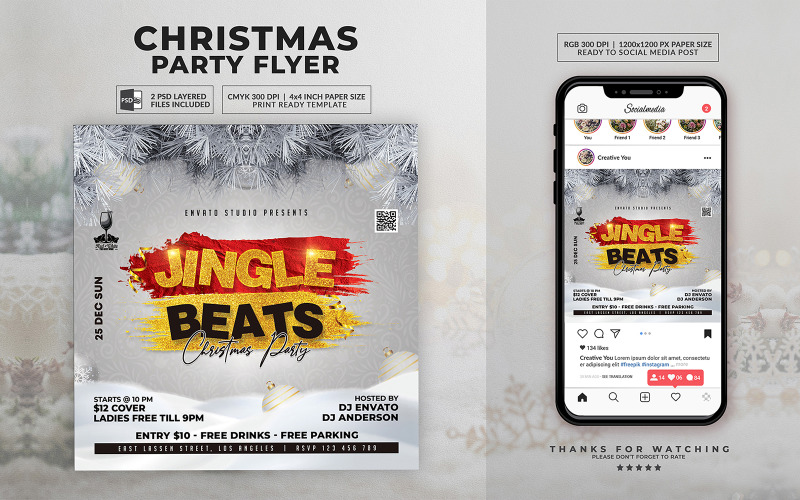 Xmas Jingle Beats Christmas Party Flyer Corporate Identity
