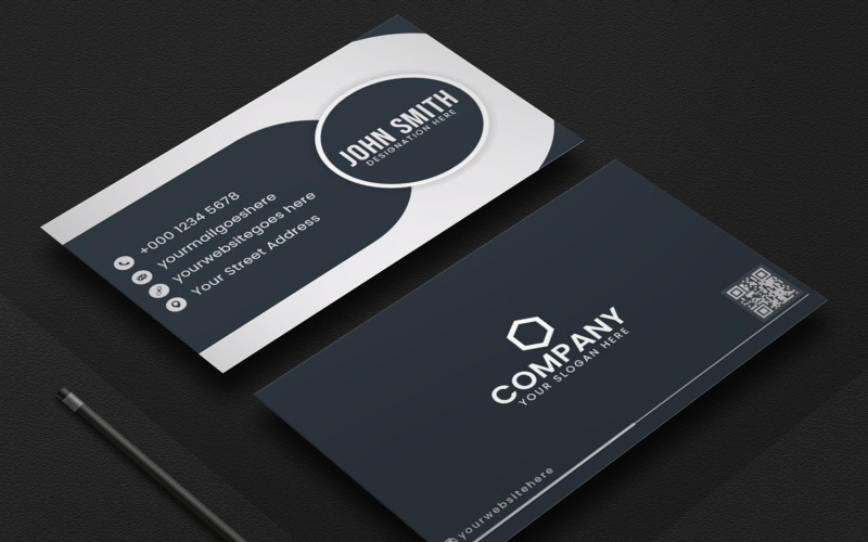 Black and White Modern Business Card Corporate Identity