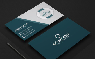 Business Card Layout with Green and White Colour