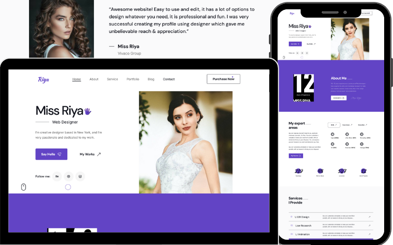 Riya - Personal Portfolio HTML5 Template.