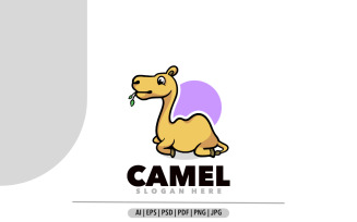 Camel mascot cartoon illustration logo design