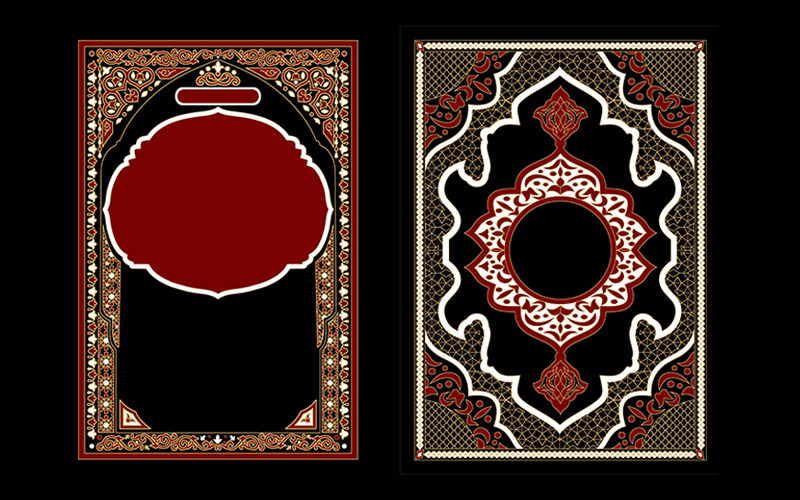6 SET, Arabic Islamic Book Cover Design with Arabic Pattern and Ornaments Illustration