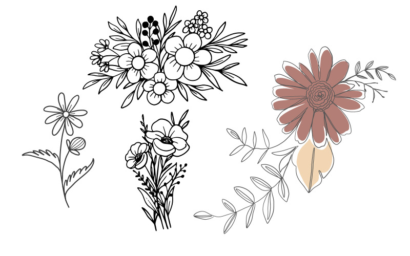 Set Of Flowers And Butterflies Illustration