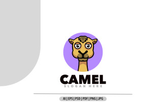 Camel label mascot logo design illustration