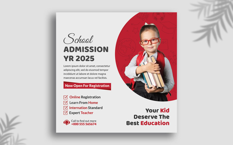 School Admission and back to school Social Media Post Template Corporate Identity
