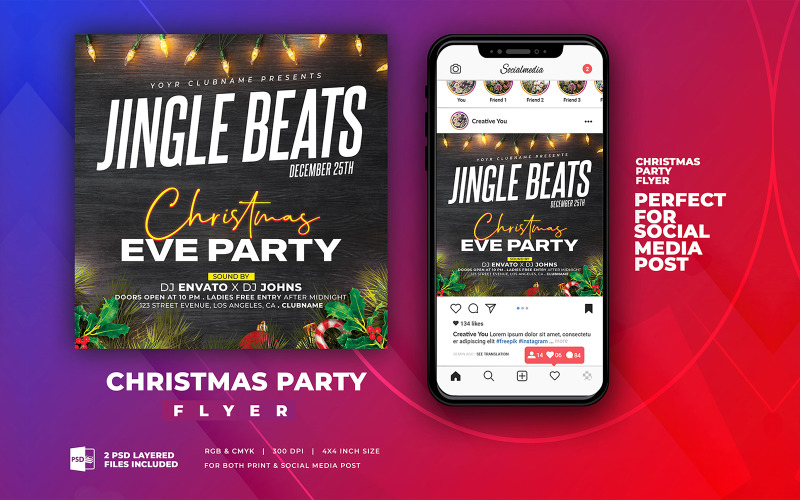 Christmas Eve Party Flyer Design Corporate Identity