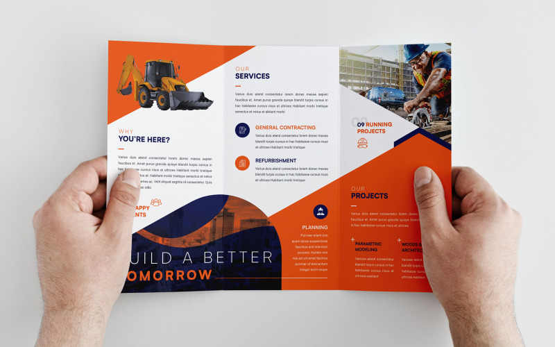 Construction Trifold Brochure Design Corporate Identity