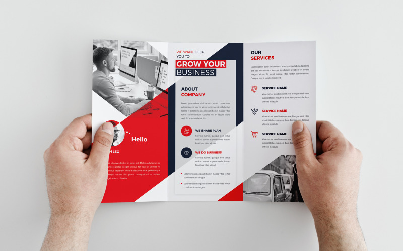 Red Corporate Trifold Brochure Corporate Identity
