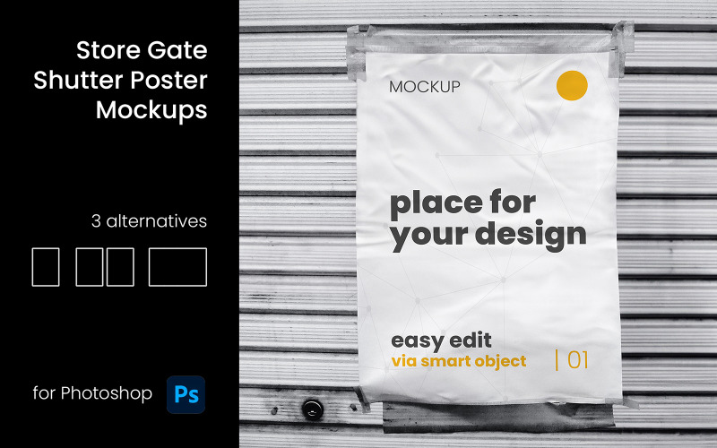 Store Gate Shutter Poster Mockups Product Mockup