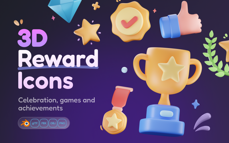 Awardly - Reward & Achievement 3D Icon Set Model