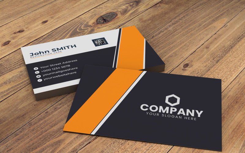 Clean dark black and yellow business card template Corporate Identity