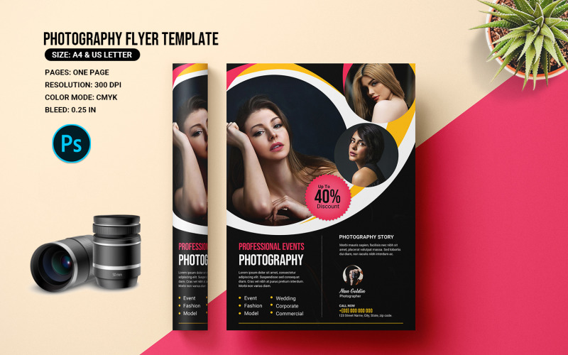 Photography Flyer Template. Adobe Photoshop Template Corporate Identity