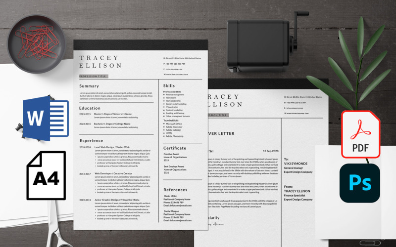 Tracey printable 'Ms word' resume tamplate Resume Template