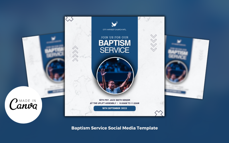 Baptism Service Church Flyer Template Social Media