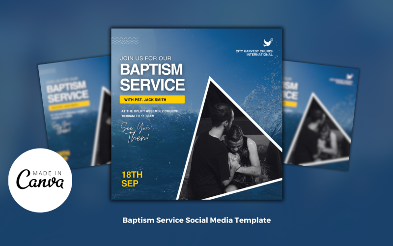 Baptism Service Church Flyer Social Media
