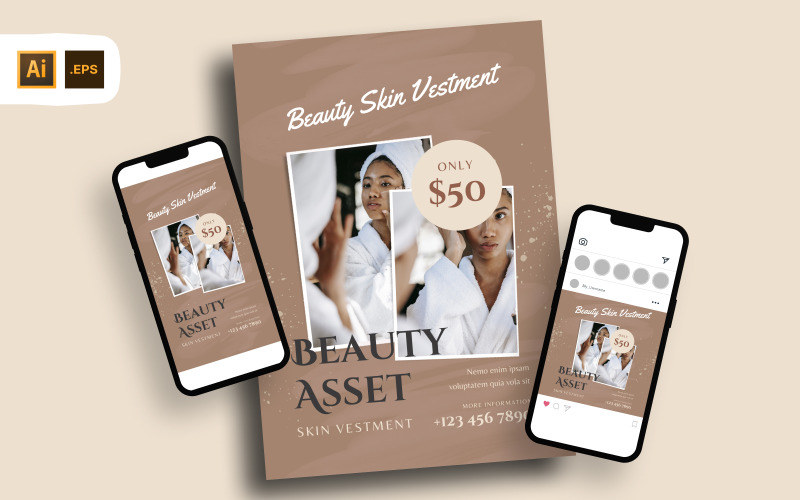 Beauty Skin Product Sale Flyer Template Corporate Identity