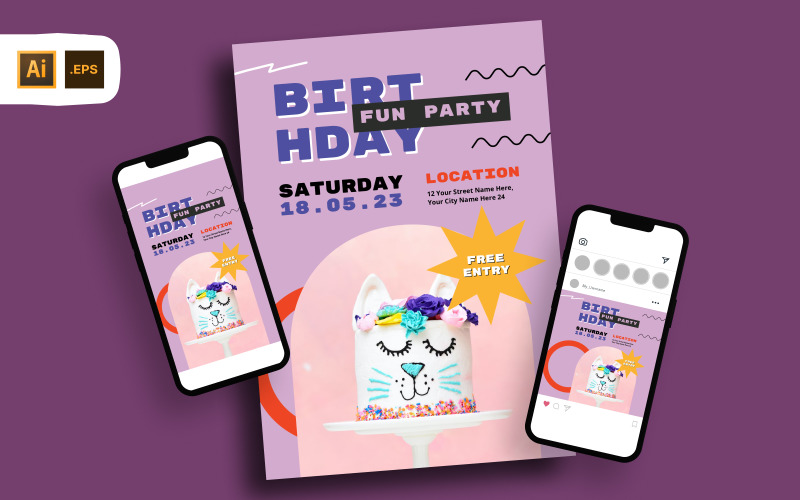 Birthday Fun Party Flyer Template Corporate Identity