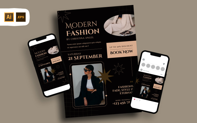 Black Modern Fashion Discount Flyer Template Corporate Identity