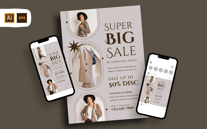 Fashion Super Big Sale Flyer Template Corporate Identity
