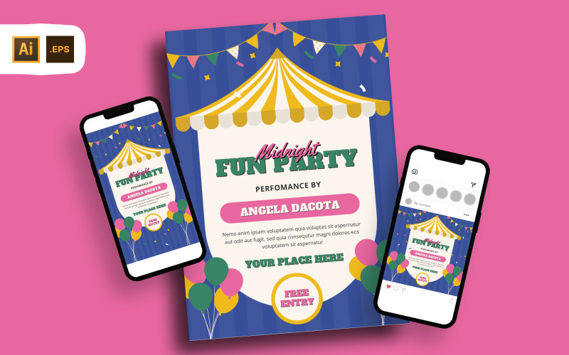 Midnight Fun Party Flyer Template Corporate Identity