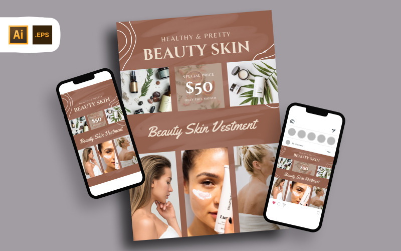 Skincare Promo Flyer Template Corporate Identity