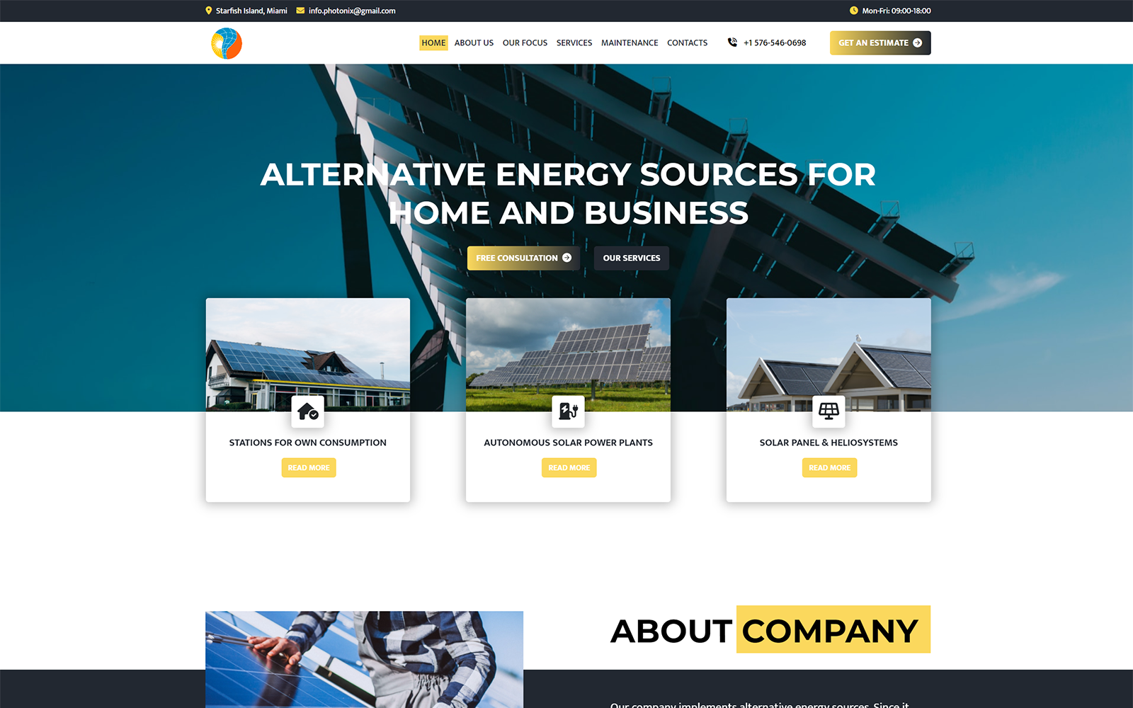 Photonix - Alternative Energy Sources Landing Page