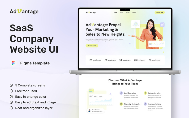 AdVantage - SaaS Website UI Figma Template UI Element