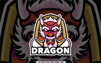 Dragon mascot logo design illustration for sport