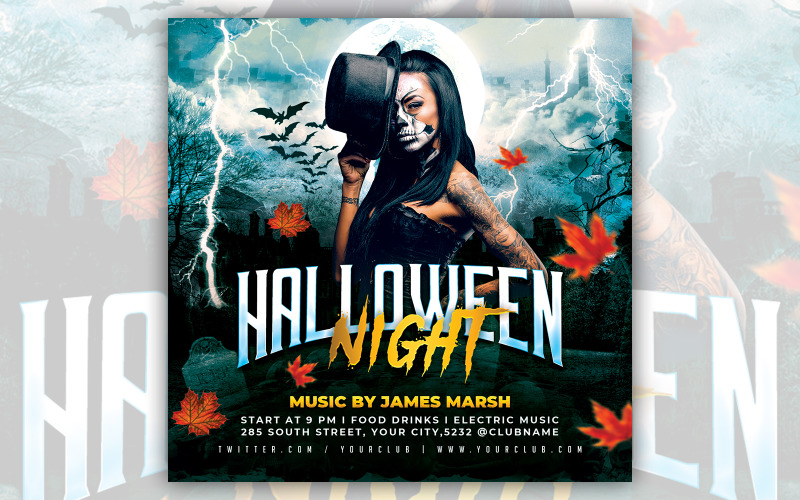 Halloween Party Night PSD Flyer Social Media