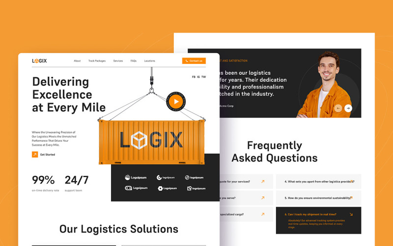 Logix - Logistics Landing Page UI Element