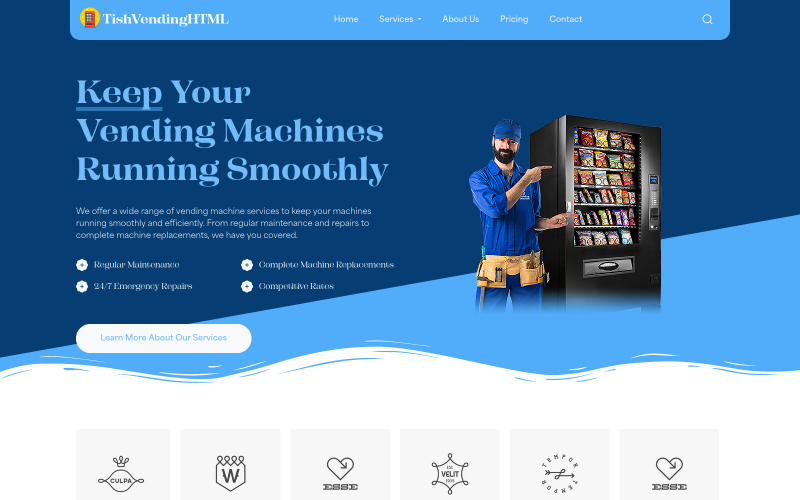 TishVendingHTML - Vending Services HTML Template Landing Page Template