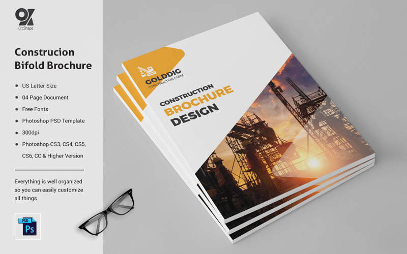 Construction Bifold Brochure Template Corporate Identity