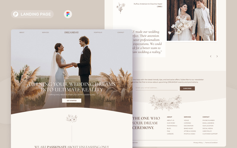 DreamDay - Wedding Planner Landing Page UI Element