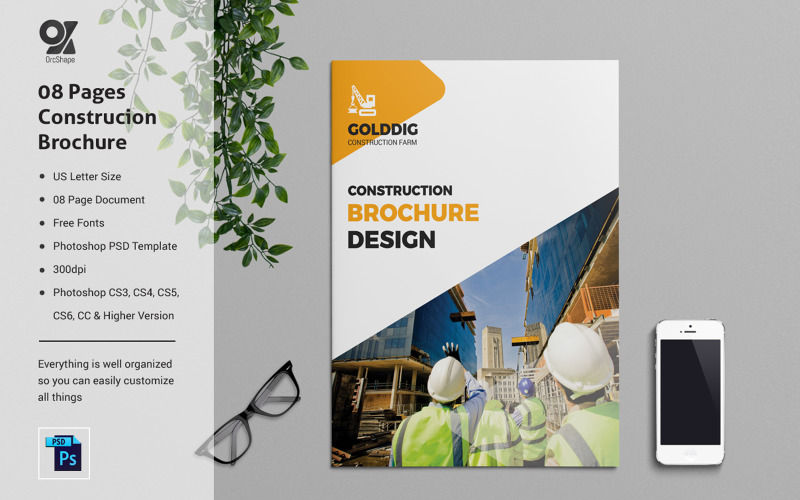 08 Pages Construction Brochure Corporate Identity