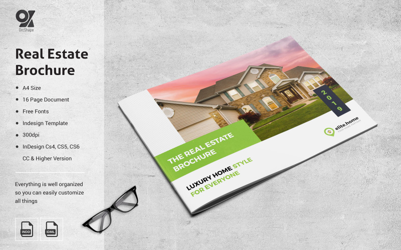 16 Pages Real Estate Landscape Brochure Corporate Identity
