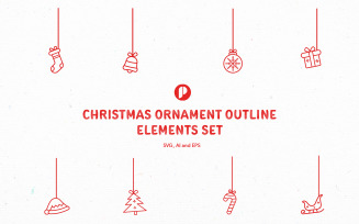 Christmas Ornament Outline Elements Set