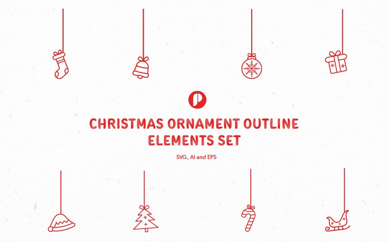 Christmas Ornament Outline Elements Set Illustration