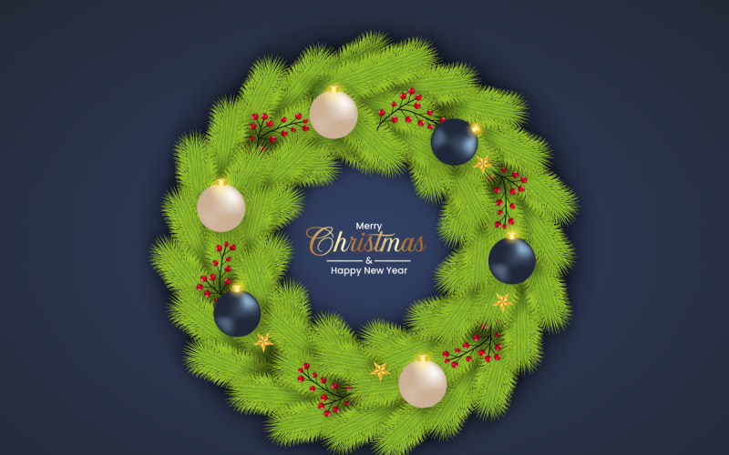 Christmas wreath decoration . wreath vector with pine leave Illustration