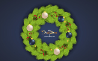 Christmas wreath decoration . wreath vector with pine leave