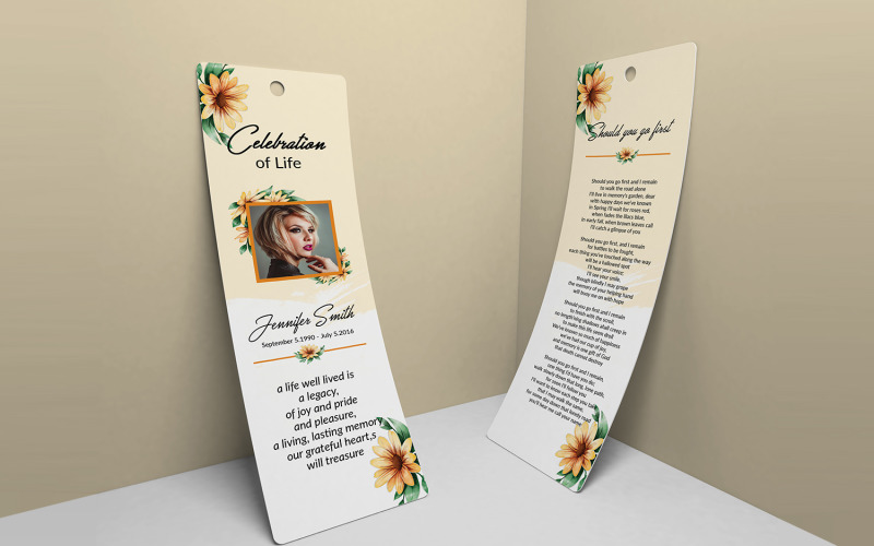 Funeral Bookmark Template. Photoshop and Word Corporate Identity