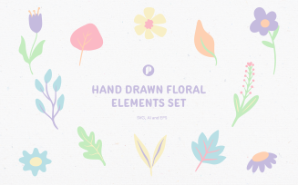 Hand Drawn Floral Elements Set