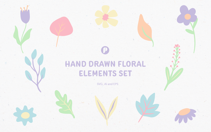 Hand Drawn Floral Elements Set Illustration