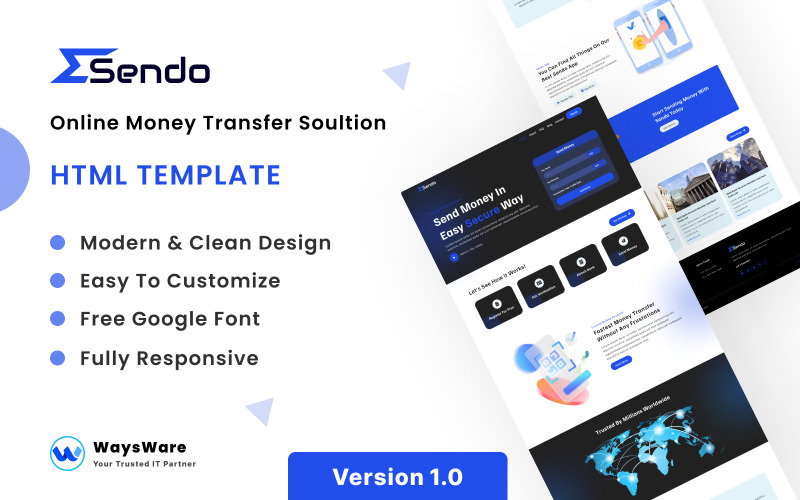 Sendo - Online money transfer Soultion HTML Template Website Template
