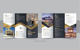 Modern real estate, construction, home selling business trifold brochure design layout