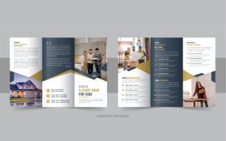 Modern real estate, construction, home selling business trifold brochure template