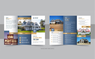 Modern real estate, construction, home selling business trifold brochure