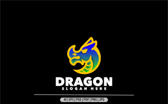 Dragon head gradient colorful logo design