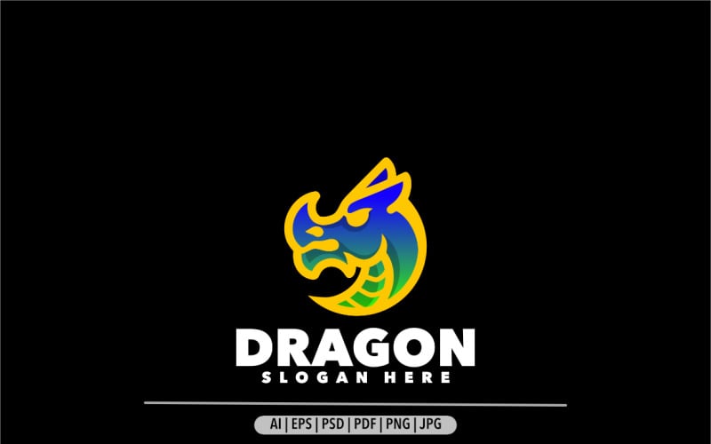 Dragon head gradient colorful logo design Logo Template