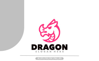Dragon head line symbol logo template design