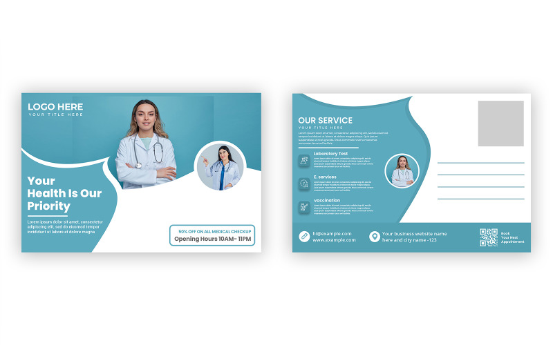 Medical Healthcare Postcard Template Corporate Identity